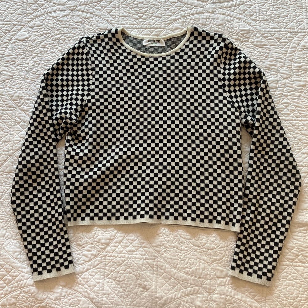 Roolee Black and White Checkered Top